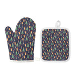 Christmas Boston Terrier And Corgi Print Oven Mitt And Pot Holder Set