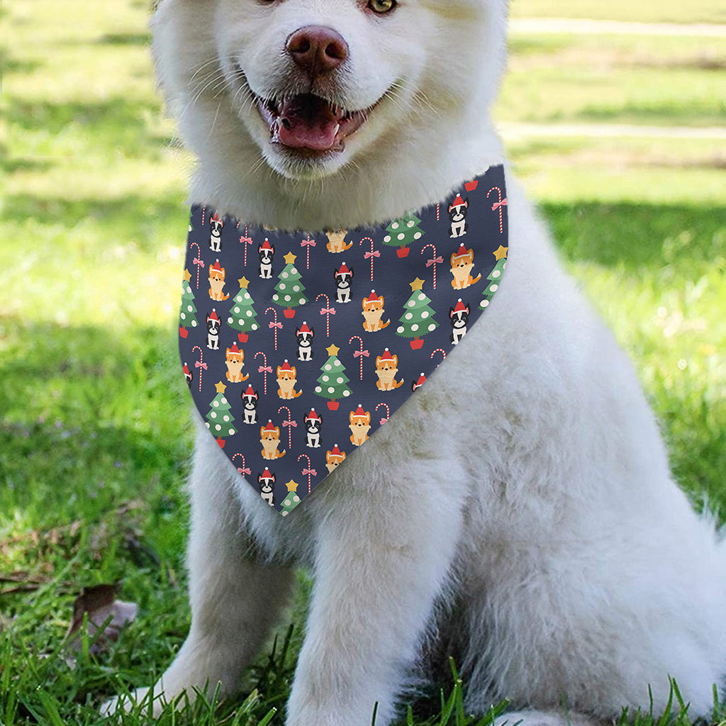 Christmas Boston Terrier And Corgi Print Over The Collar Dog Bandana