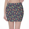 Christmas Boston Terrier And Corgi Print Pencil Mini Skirt