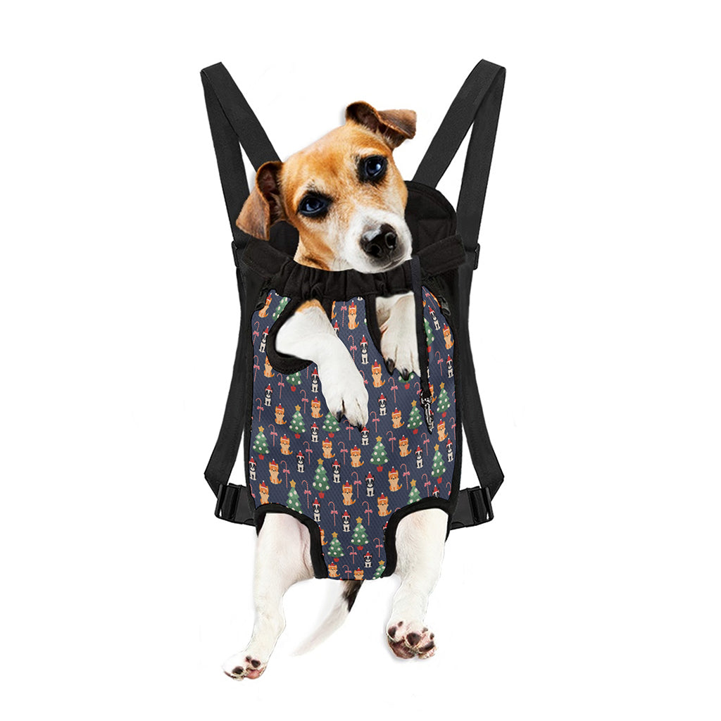 Christmas Boston Terrier And Corgi Print Pet Carrier Backpack