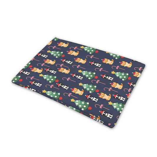Christmas Boston Terrier And Corgi Print Pet Cooling Mat Cover