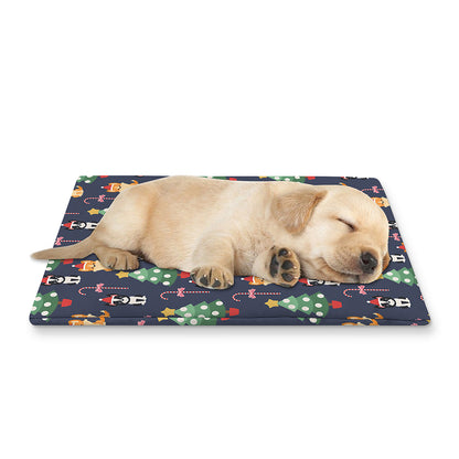 Christmas Boston Terrier And Corgi Print Pet Cooling Mat Cover