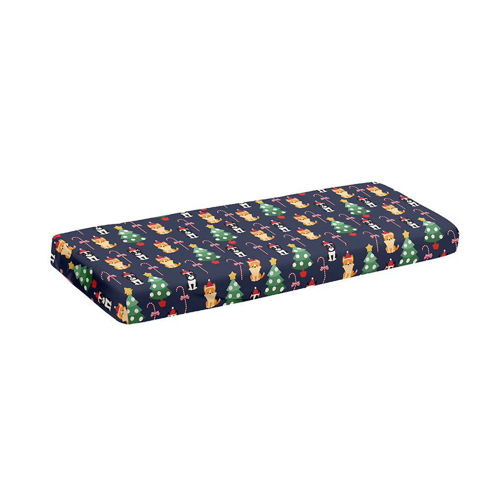 Christmas Boston Terrier And Corgi Print Piano Keyboard Cover