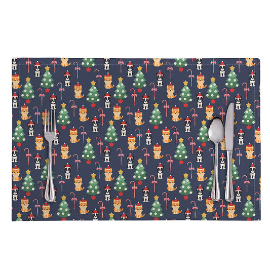 Christmas Boston Terrier And Corgi Print Placemat