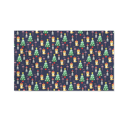 Christmas Boston Terrier And Corgi Print Polyester Flag