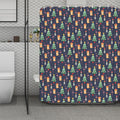 Christmas Boston Terrier And Corgi Print Polyester Shower Curtain
