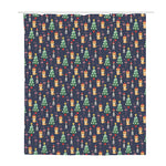 Christmas Boston Terrier And Corgi Print Polyester Shower Curtain