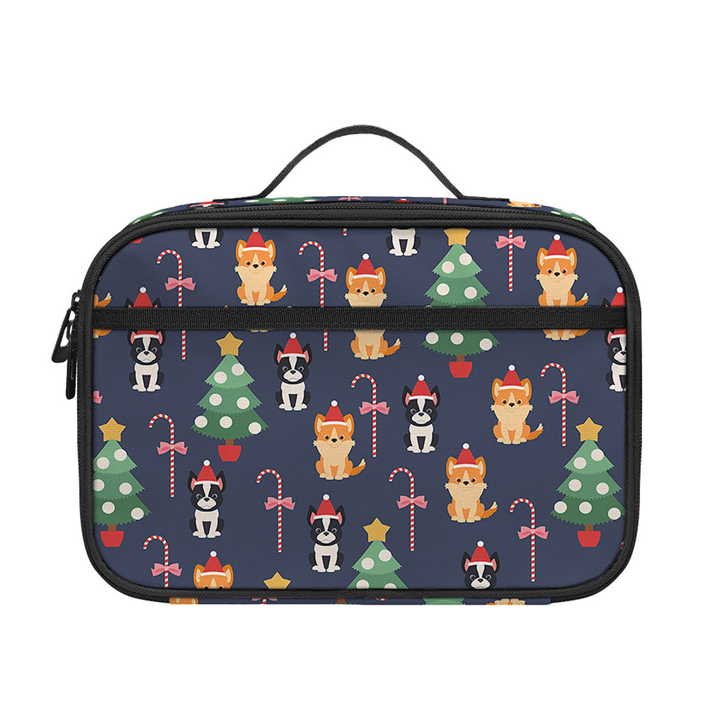 Christmas Boston Terrier And Corgi Print Portable Lunch Bag