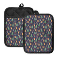 Christmas Boston Terrier And Corgi Print Pot Holders With Pocket