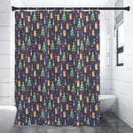 Christmas Boston Terrier And Corgi Print Premium Shower Curtain