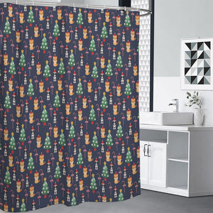 Christmas Boston Terrier And Corgi Print Premium Shower Curtain