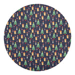 Christmas Boston Terrier And Corgi Print Round Blanket