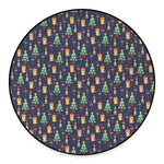 Christmas Boston Terrier And Corgi Print Round Floor Mat
