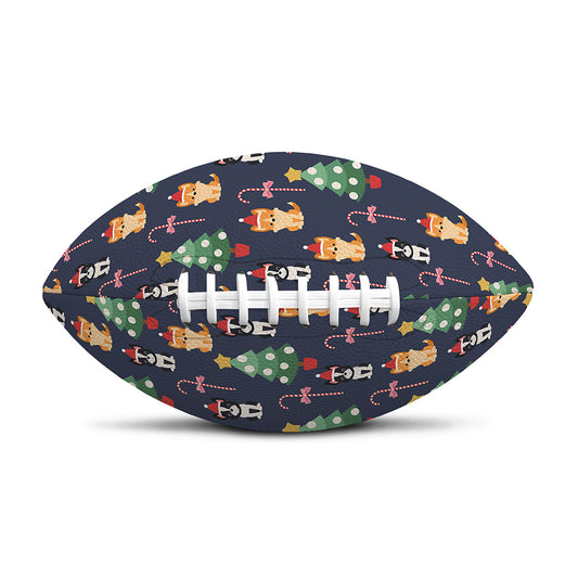 Christmas Boston Terrier And Corgi Print Rugby Ball