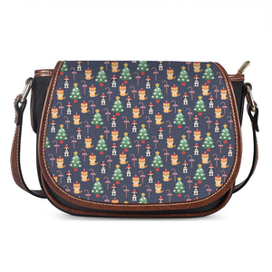 Christmas Boston Terrier And Corgi Print Saddle Bag