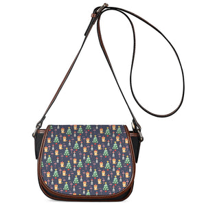 Christmas Boston Terrier And Corgi Print Saddle Bag