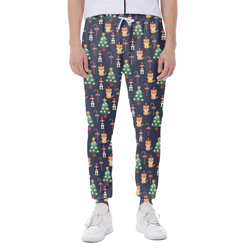 Christmas Boston Terrier And Corgi Print Scuba Joggers