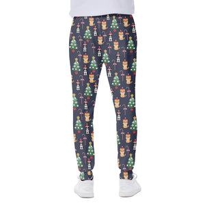 Christmas Boston Terrier And Corgi Print Scuba Joggers