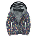 Christmas Boston Terrier And Corgi Print Sherpa Lined Zip Up Hoodie