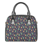 Christmas Boston Terrier And Corgi Print Shoulder Handbag