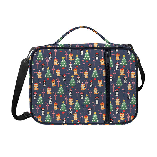 Christmas Boston Terrier And Corgi Print Shoulder Strap Bible Bag
