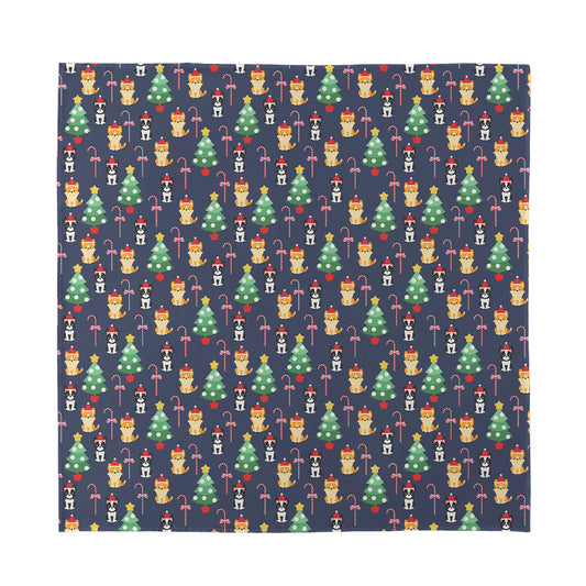 Christmas Boston Terrier And Corgi Print Silk Bandana