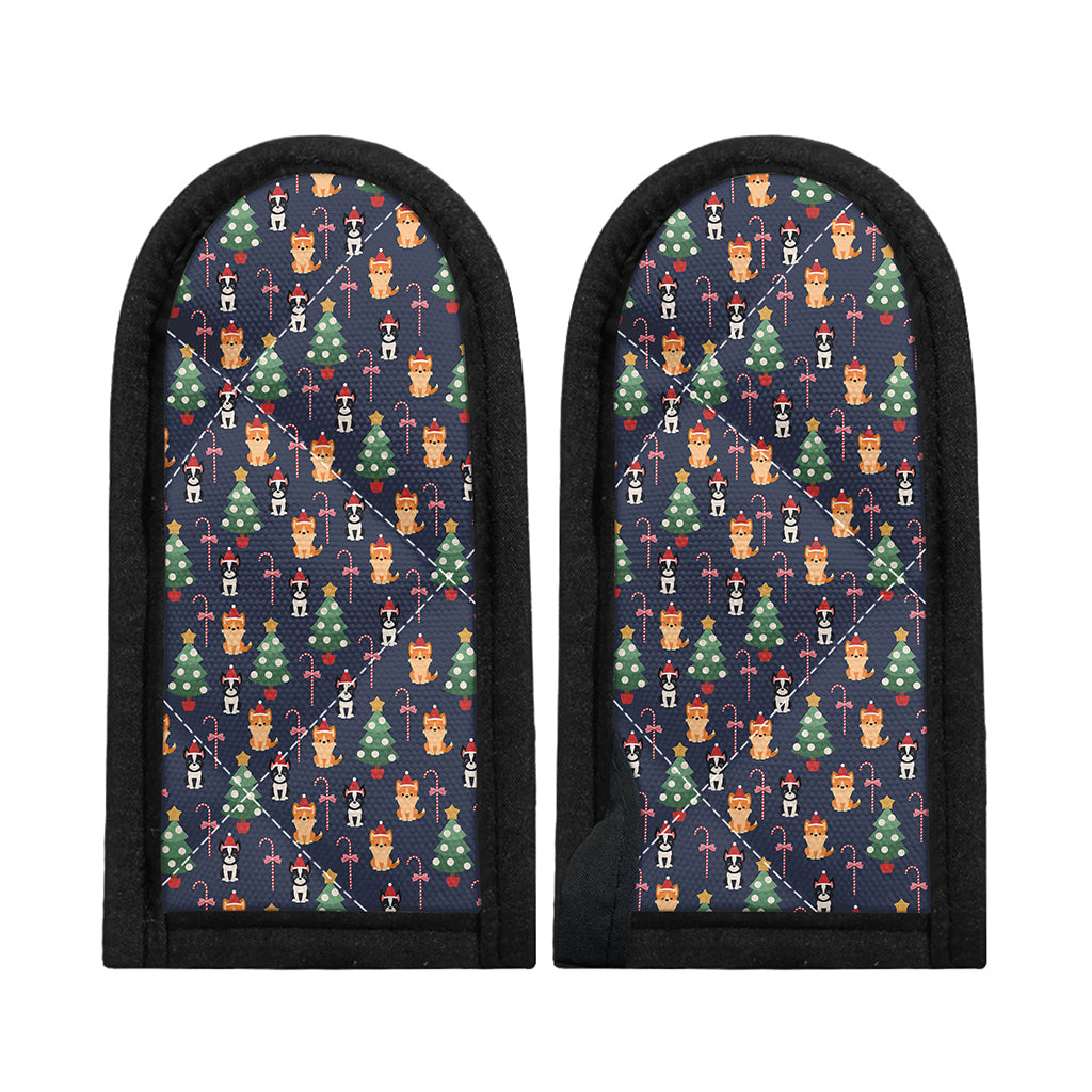 Christmas Boston Terrier And Corgi Print Skillet Handle Cover