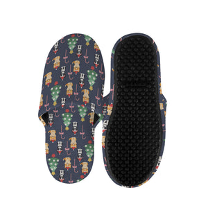 Christmas Boston Terrier And Corgi Print Slippers