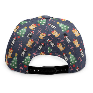 Christmas Boston Terrier And Corgi Print Snapback Cap