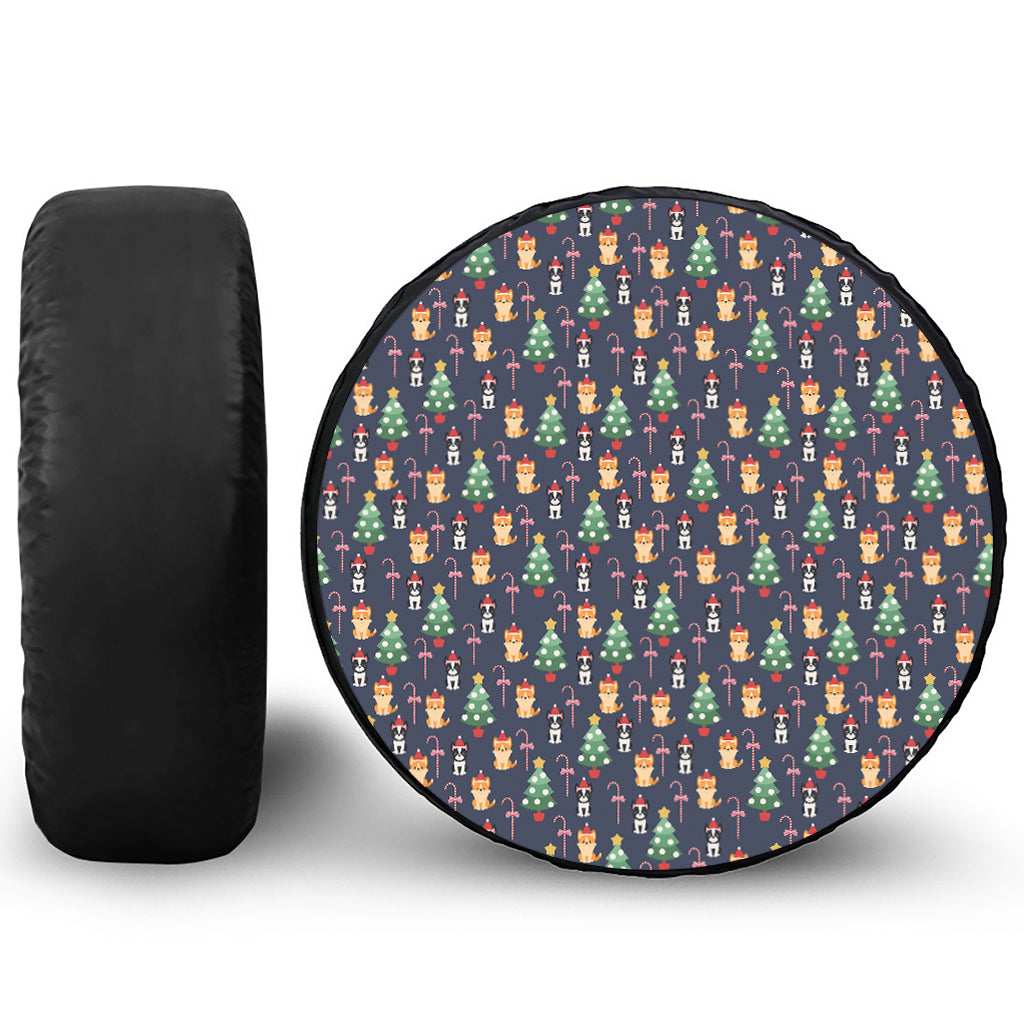 Christmas Boston Terrier And Corgi Print Tire Cover