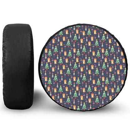 Christmas Boston Terrier And Corgi Print Tire Cover