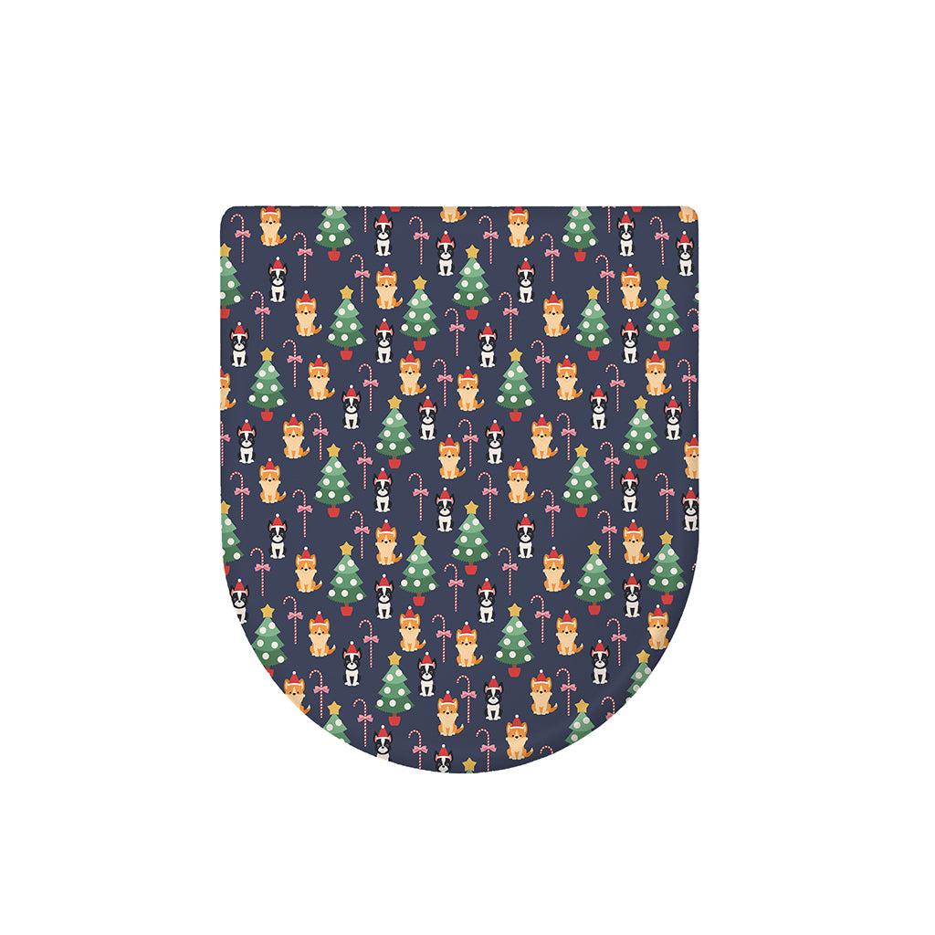 Christmas Boston Terrier And Corgi Print Toilet Lid Cover