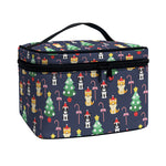 Christmas Boston Terrier And Corgi Print Travel Makeup Bag