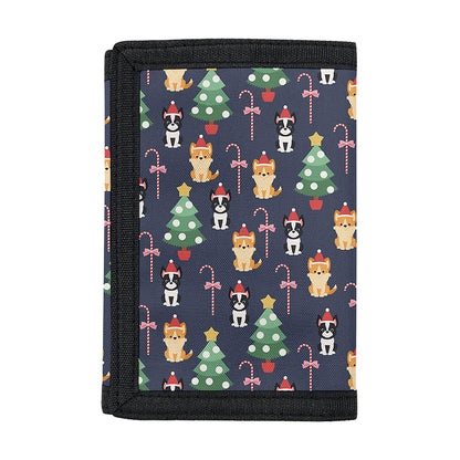 Christmas Boston Terrier And Corgi Print Trifold Wallet