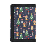 Christmas Boston Terrier And Corgi Print Trifold Wallet