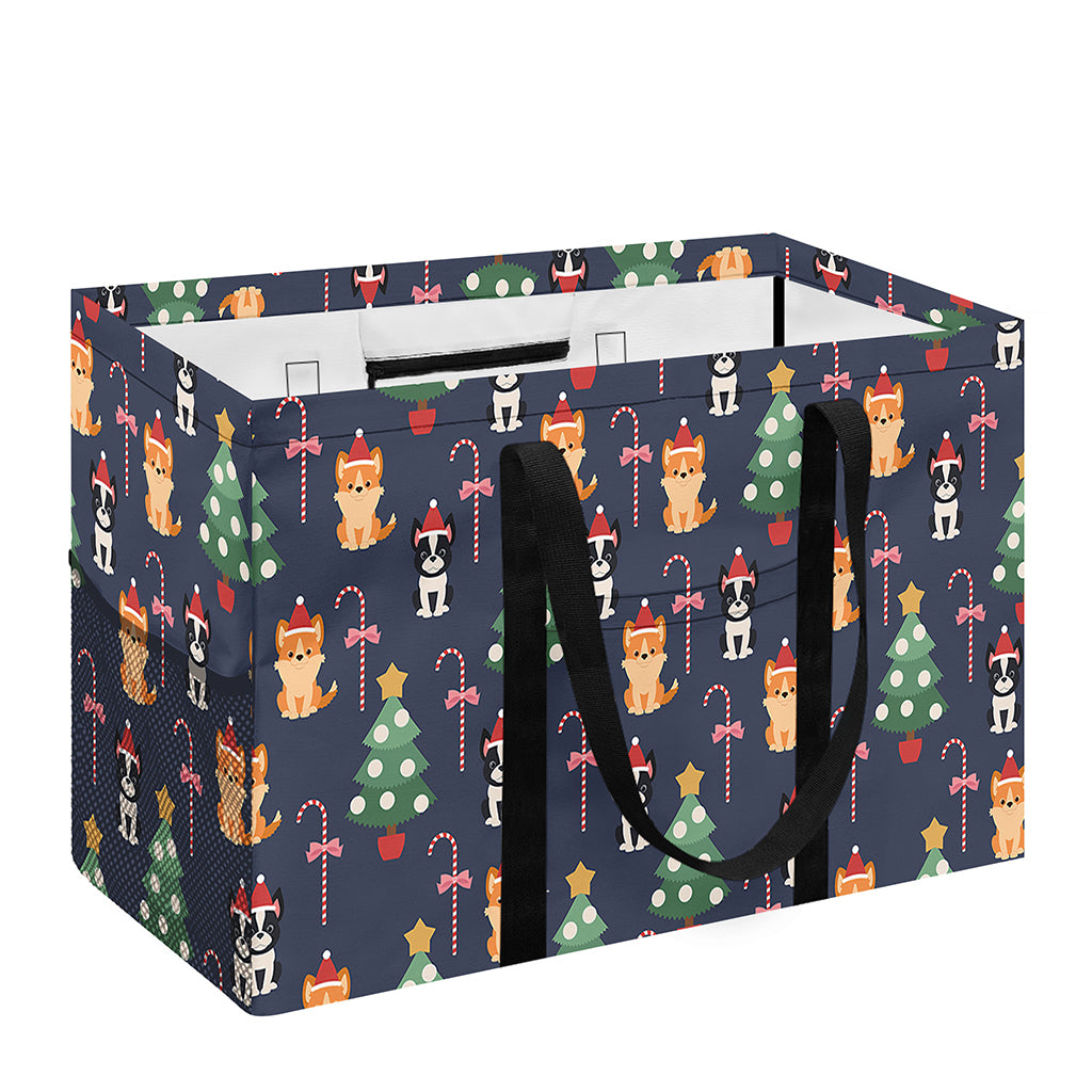 Christmas Boston Terrier And Corgi Print Utility Tote Bag
