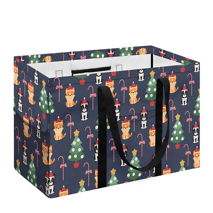 Christmas Boston Terrier And Corgi Print Utility Tote Bag