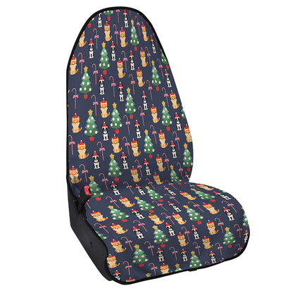 Christmas Boston Terrier And Corgi Print Waterproof Car Seat Cover