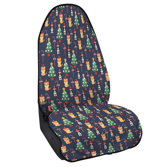Christmas Boston Terrier And Corgi Print Waterproof Car Seat Cover