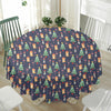 Christmas Boston Terrier And Corgi Print Waterproof Round Tablecloth