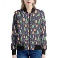 Christmas Boston Terrier And Corgi Print Women's Bomber Jacket