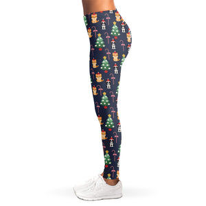 Christmas Boston Terrier And Corgi Print Women's Leggings