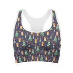 Christmas Boston Terrier And Corgi Print Women's Sports Bra