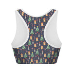 Christmas Boston Terrier And Corgi Print Women's Sports Bra