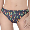 Christmas Boston Terrier And Corgi Print Women's Thong