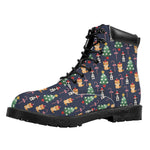 Christmas Boston Terrier And Corgi Print Work Boots