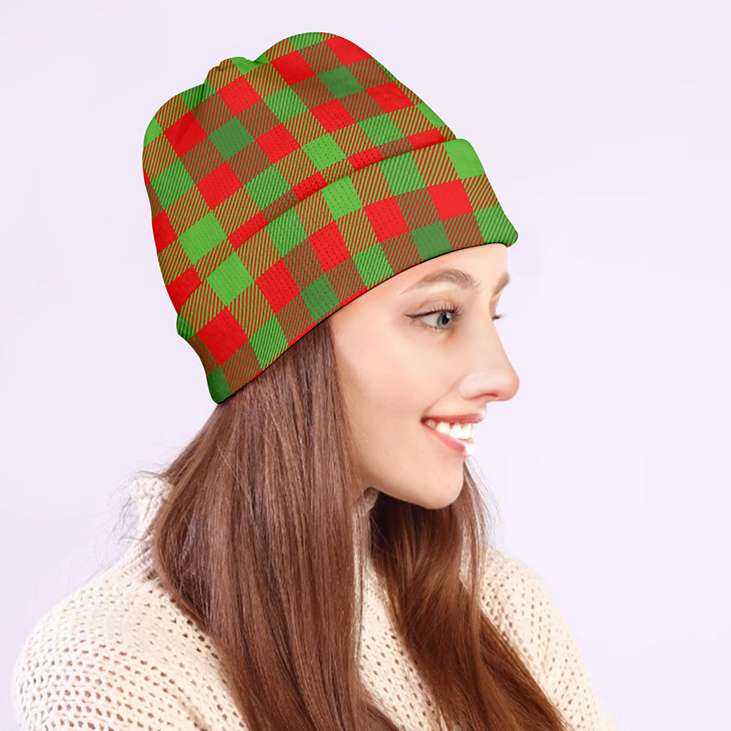 Christmas Buffalo Plaid Print Beanie