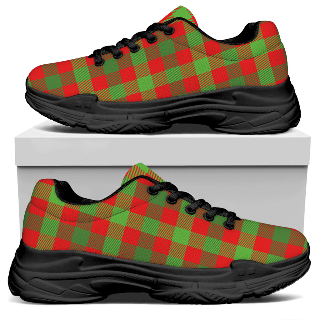 Christmas Buffalo Plaid Print Black Chunky Shoes