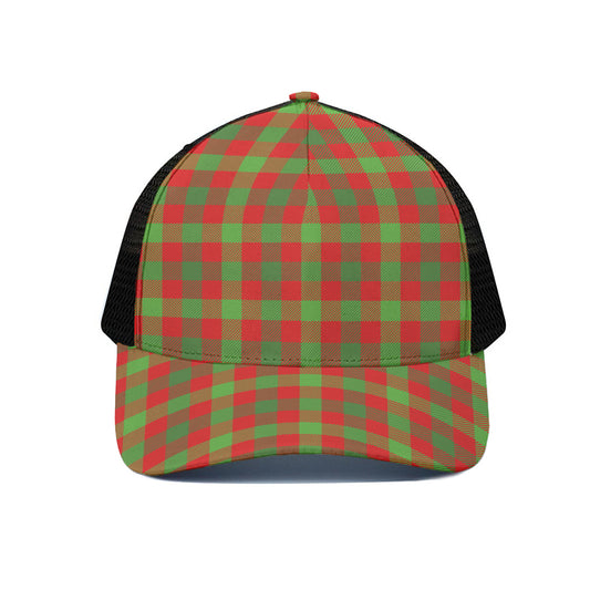 Christmas Buffalo Plaid Print Black Mesh Trucker Cap