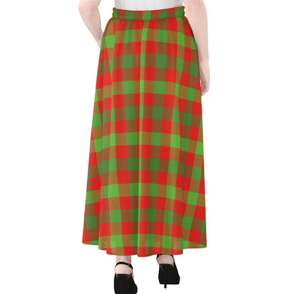 Christmas Buffalo Plaid Print Chiffon Maxi Skirt